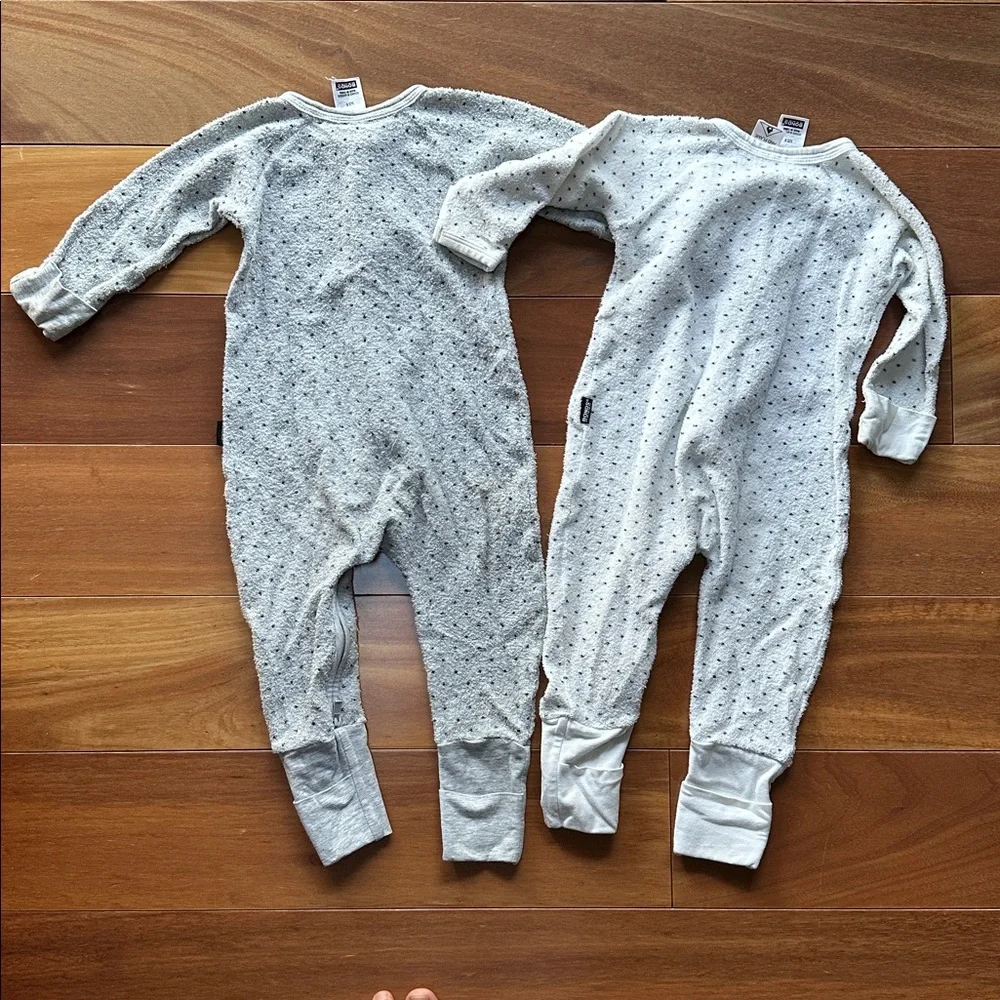 Bonds Gray and Cream Baby Wondersuits 6-12m